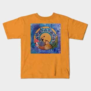 Quail Mandala Magic Mushrooms Kids T-Shirt